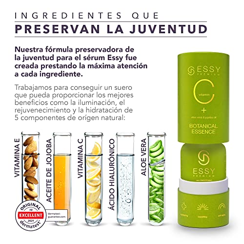 Serum Vitamina C con Acido Hialuronico Crema Antiedad Vitamina C Facial Crema Antiarrugas Mujer Crema para Manchas en la Cara Vitamina E Aloe Vera Jojoba Oil