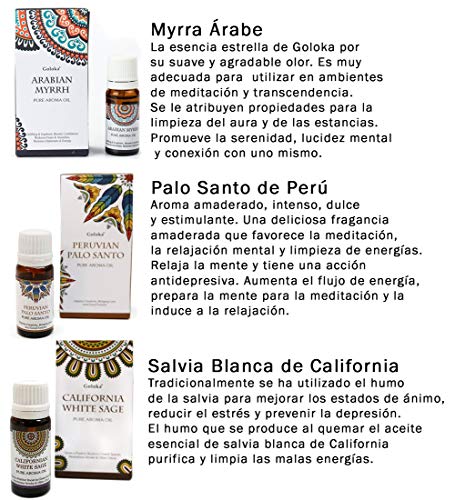 Set de 12 Aceites Aromáticos | Lavanda , Mirra , Sandalo , Romero , Almizcle , Rosa , Citronella , Salvia Blanca , Palo Santo, Ruda , Menta y Patchouli | Incluyen Estuche y dosificador