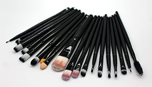 Set De 20 Brochas de Maquillaje Profesional, Pinceles de Maquillaje de Primera Calidad Fibra Sintética para las Cejas, Facial, Base de Maquillaje y Polvos.