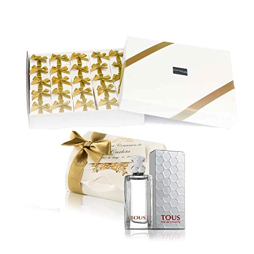 Set mini colonia Tous Comunion mini perfume original de mujer como detalles con cajita y tarjeta Eau de toilette 4,5 ml. personalizados para regalar invitados primera comunión y bautizo