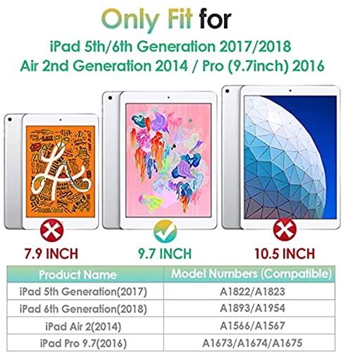 SEYMAC Funda para iPad 9,7, iPad Pro 9,7 Funda, Funda para iPad Air 2,Funda Protectora A Prueba de Golpes con Pata de Cabra para Funda iPad A1822/A1566/A1673/A1893(Negro/Rosa)