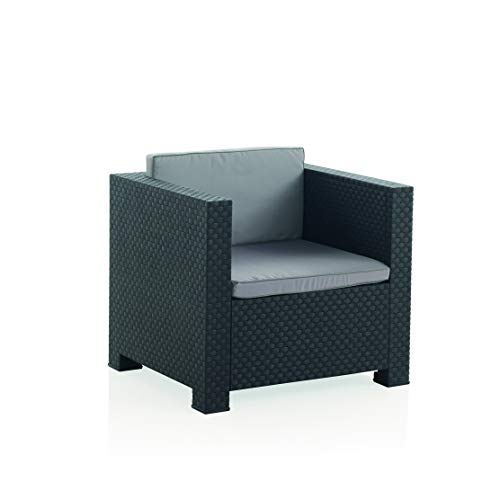 Shaf - Manhattan | Set Muebles de Salon Exterior - Conjunto Muebles Jardin Exterior 5 Plazas | Fabricado en España con Materiales Reciclados - Color Grafito