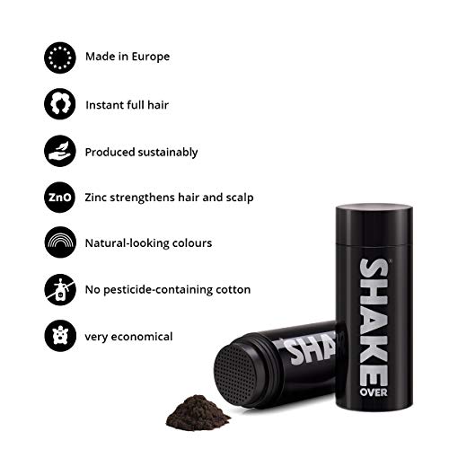 shake over© Fibras Capilares vegano, engrosamiento de cabello, microfibras, Hecho en Europa (30g, GRIS)