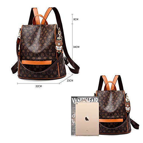 shepretty Mochila Cuero antirrobo Impermeable para Mujer, 0999Marrón