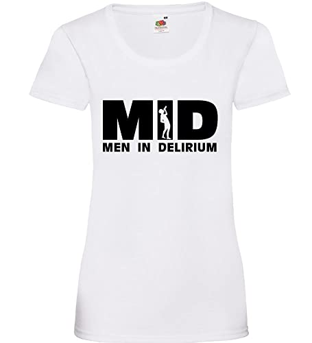 Shirt84.de MID Men in Delirium - Camiseta de manga corta para mujer, Blanco, XS