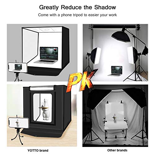 SHOTFOTO 60x60x60cm Caja de Fotografía Portátil Plegable Photo Studio Light Box Estudio Fotográfico luz Regulable de 120 LED con 6 Fondos de Colores y Bolsa de Transporte y Trípode