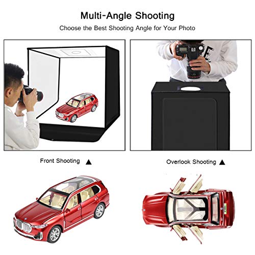 SHOTFOTO 60x60x60cm Caja de Fotografía Portátil Plegable Photo Studio Light Box Estudio Fotográfico luz Regulable de 120 LED con 6 Fondos de Colores y Bolsa de Transporte y Trípode