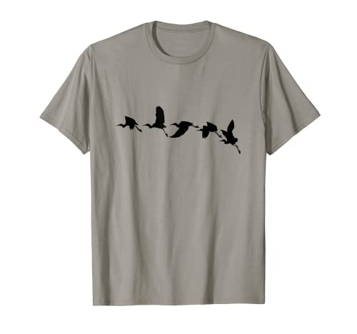 Silueta de pájaros, gansos, pájaros, ganso, naturaleza, color negro Camiseta