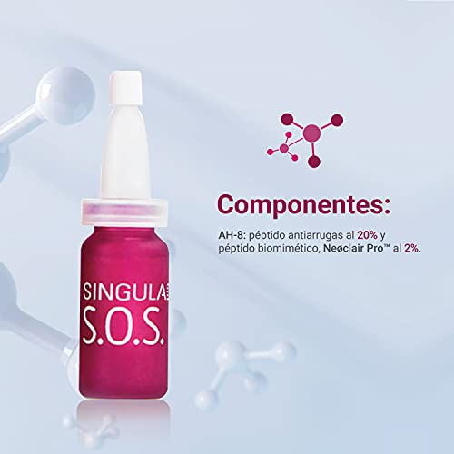 SingulaDerm - XPERT S.O.S. 4 viales x 10 ml cada uno - Efecto botox-like inmediato - Sérum facial - Tratamiento antiedad - Rellenador de arrugas