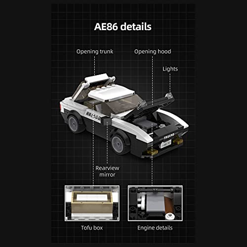 SINI Juego de construcción de coche para Initial D, C55014W, 280 bloques de construcción para coche deportivo, 1:24 técnico, modelo de coche de carreras compatible con Lego Technic