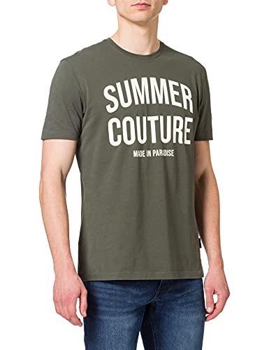 Sisley T-Shirt 3TM4O12QQ Camiseta, Verde 1d1, L para Hombre