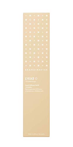 Skandinavisk Lykke 'Happiness' - Recambio difusor de aroma con 8 cañas y notas de fragancia: gotas de nieve y capullos de rosa, clavel y lirio. 7 fl oz