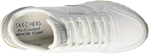 Skechers OG 85-Old School Cool, Zapatillas Mujer, Multicolor (Wht Black Duraleather/Silver Glitter Trim), 39 EU