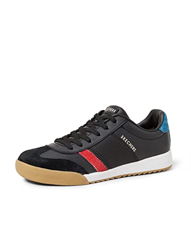 Skechers Zinger-Retro Rockers, Zapatillas Mujer, Negro (BKRD Black Leather/Red Suede/Blue Suede Trim), 37 EU