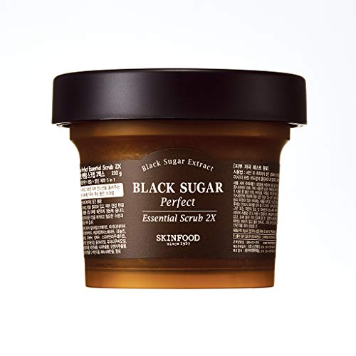 SKIN FOOD since 1957 Exfoliante Esencial Perfecto Azúcar Negra 210g- Exfoliante facial de masaje sin irritación - Elimina las espinillas y las células muertas de la piel (7.4 oz)