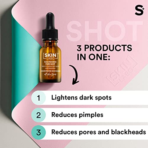 SkinLabo - Shot concentrado de niacinamida. Sérum facial antimanchas, seborregulador con acción iluminadora. Para pieles mixtas o grasas. 15 ml.