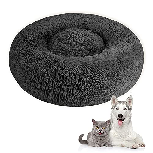 SlowTon Cama Calmante para Mascotas, Nido de Abrazos de Donas Felpa Suave y cálida Cojín Perro Gato con Cozy Sponge Fondo Antideslizante para Mascotas Pequeñas y Medianas Lavable a Máquina