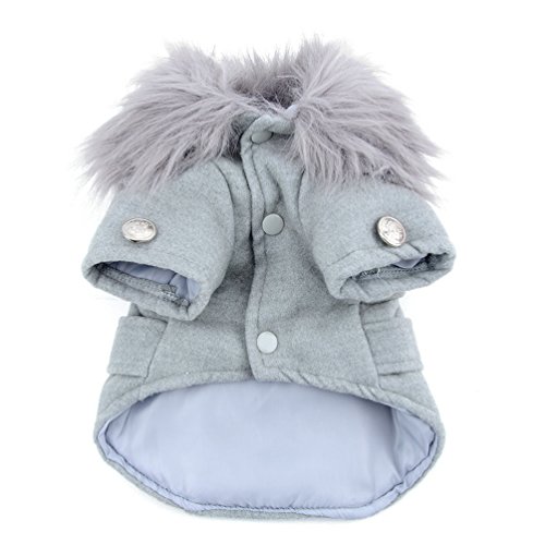 SMALLLEE_LUCKY_STORE - Abrigo de Lana con Cuello de Pelo para pequeños Perros o Gatos cómodo Chaquetas para otoño e Invierno Chihuahua Pomerania Ropa de Abrigo