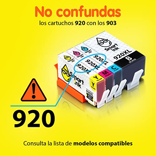 Smart Ink Reemplazo Compatible del Cartucho de Tinta para HP 920 XL 920XL High Yield Pack (2BK & 2C/M/Y) para Officejet 6000 6500 6500A 7000 7500A