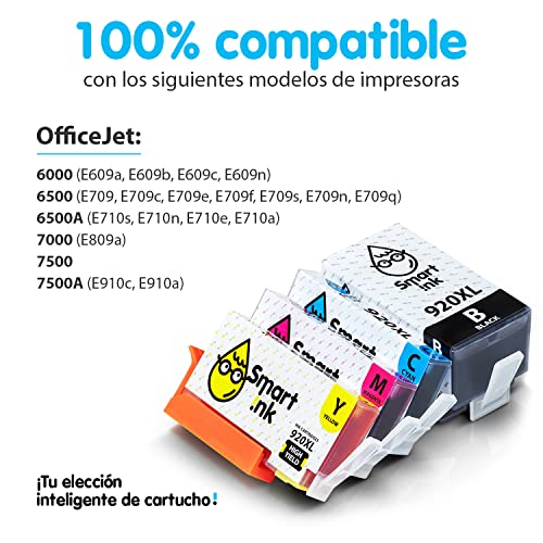 Smart Ink Reemplazo Compatible del Cartucho de Tinta para HP 920 XL 920XL High Yield Pack (2BK & 2C/M/Y) para Officejet 6000 6500 6500A 7000 7500A