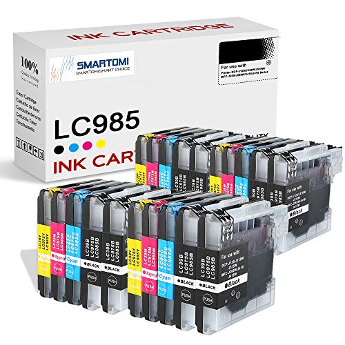 SMARTOMI LC985 LC985 compatibles con Brother LC-985 Cartucho de Tinta, para Brother Printer DCP-J125 J315W J515W MFC-J220 J265W J415 J410 Series(20 Cartuchos: 8 Negro, 4 Cian, 4 Magenta, 4 Amarillo)