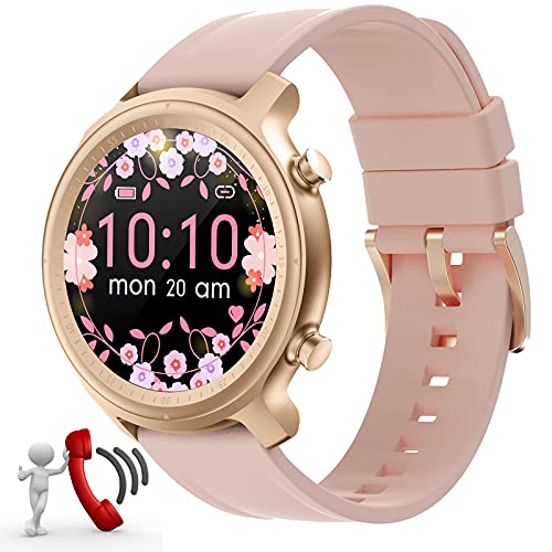 Smartwatch Mujer Reloj Recibir y contestar Llamadas,Fitness rastreador Reloj Deportivo Smartwatch de 1,28'' Impermeable Monitor Sueño Podómetro para Xiaomi Samsung Huawei Android iOS Ronda (Rosa)