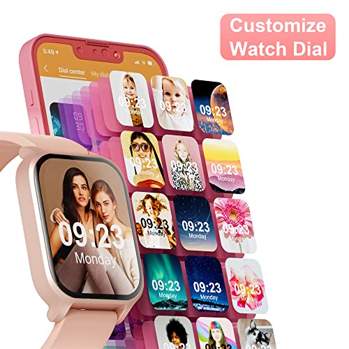 Smartwatch Mujer,1.69 "Totalmente Táctil Pulsera Actividad Inteligentes con Esfera de Reloj DIY，Monitor de Sueño，Calorías,Cronómetros，GPS Reloj Inteligente Mujer Hombre para Android iOS