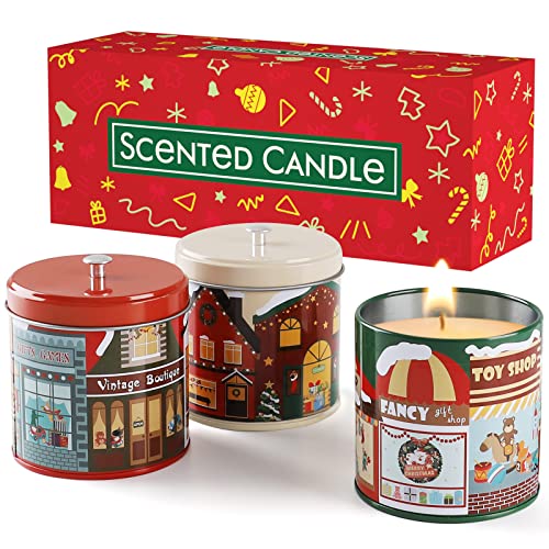 SOGAWEBB Velas Perfumadas Navidad para Mujer - Velas Aromaticas Regalo Juegos de Velas 3 piezas 230g - Velas Perfumadas con 100% Cera de Soja para Navidad Boda Cumpleaños Día de San Valentín