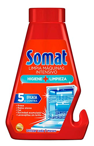 Somat Limpia Máquinas Aditivo Lavavajillas (pack de 4, total: 1000 ml), limpia lavavajillas para el interior de la máquina, eficaz limpiador para lavavajillas