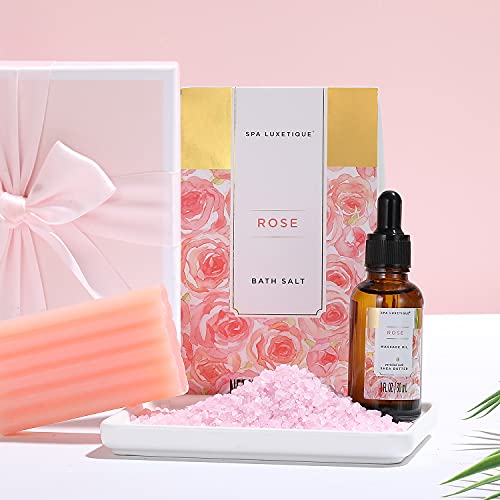 Spa Luxetique Set de Baño y Ducha, Set de 12 Regalos para Mujer a Rosa，Set de Spa para Hogar, Incluye Gel de Ducha, Baño de Burbujas, Aceite de Masaje, Bomba de Baño, Regalos Originales para Mujer