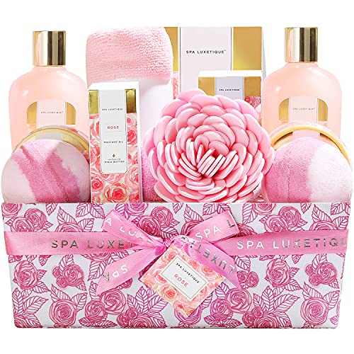 Spa Luxetique Set de Baño y Ducha, Set de 12 Regalos para Mujer a Rosa，Set de Spa para Hogar, Incluye Gel de Ducha, Baño de Burbujas, Aceite de Masaje, Bomba de Baño, Regalos Originales para Mujer