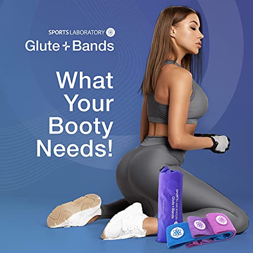 Sports Laboratory Cintas Elásticas Musculación Hombre/Mujer- Pack x3 Bandas Elásticas - 3 Niveles de Resistencia - Ideal para Ejercitar Glúteos - Incluye Bolso y Guía de Ejercicios