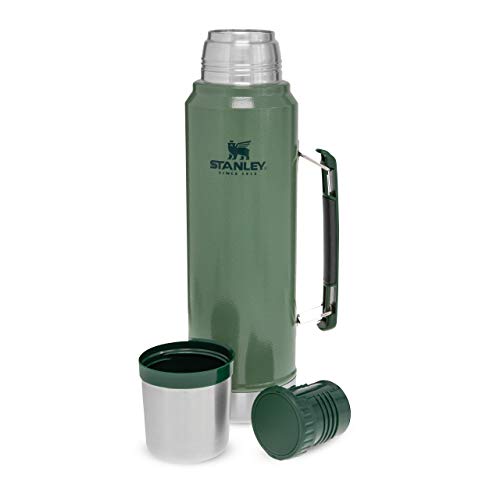 Stanley Classic Legendary Botella Termica 1 Litro Hammertone Green – Termo Cafe - Cantimplora Acero Inoxidable - Sin BPA - Mantiene Frío o Calor 24 Horas - Apto Para Lavavajillas