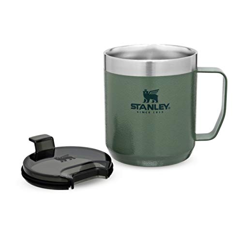 Stanley Classic Legendary Camp Mug Termo Café para Llevar, Acero Inoxidable, Hammertone Green, 0.35L