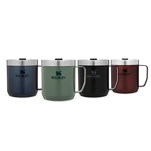 Stanley Classic Legendary Camp Mug Termo Café para Llevar, Acero Inoxidable, Hammertone Green, 0.35L