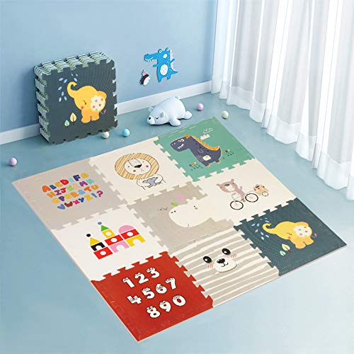 Star Ibaby Alfombra Puzzle para bebés Animals - Espesor 1.5 cm., Antideslizante, Extragrande, Reversible, Impermeable, portátil, de Doble Cara, para niños pequeños y bebés (165x165x1.5cm)