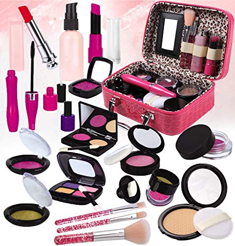 STAY GENT Fake Pretender Maquillaje Niñas Set para Chicas, Fake Maquillaje Kit con para Cosmético Bolsa para Niño Papel Toca, Chica Juguetes Regalo para Cumpleaños, Navidad (No Real Maquillaje)