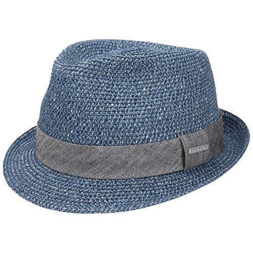 Stetson Sombrero Reidton Toyo Trilby Mujer/Hombre - de Verano Hombre Paja Primavera/Verano - L (58-59 cm) Azul