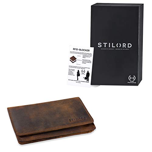 STILORD 'Lotta' Vintage Cartera de Cuero para Mujeres RFID Protector Monedero Femenino Billetera Señora para Tarjetas Billetes y Monedas con Caja de Regalo, Color:marrón - Medio