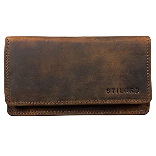 STILORD 'Lotta' Vintage Cartera de Cuero para Mujeres RFID Protector Monedero Femenino Billetera Señora para Tarjetas Billetes y Monedas con Caja de Regalo, Color:marrón - Medio