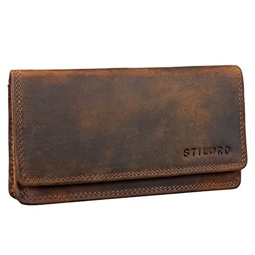 STILORD 'Lotta' Vintage Cartera de Cuero para Mujeres RFID Protector Monedero Femenino Billetera Señora para Tarjetas Billetes y Monedas con Caja de Regalo, Color:marrón - Medio