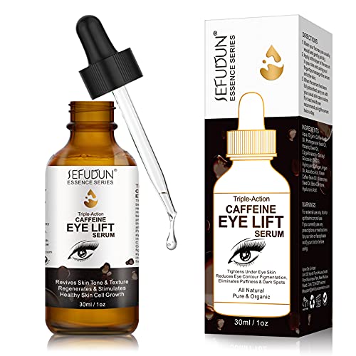 Suero de Cafeína para ojos y rostro, tratamiento de bolsas de ojos, antienvejecimiento, pigmentación y arrugas, suero para debajo de los ojos para mujeres y hombres, 100% natural