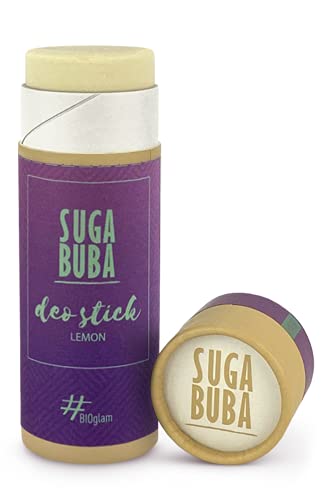 Suga Buba Bio Desodorante en Barra Para Hombres, Mujeres y Niños, Protección Natural Contra el Sudor de Larga Duración, Sin Aluminio, Antitranspirante, Protección Contra el Olor del Sudor, limón 60ml