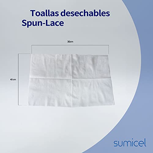 SUMICEL - Toallas Desechables Spun-Lace para peluquería y estética. Color Blanco (100, 30 x 40 cm)