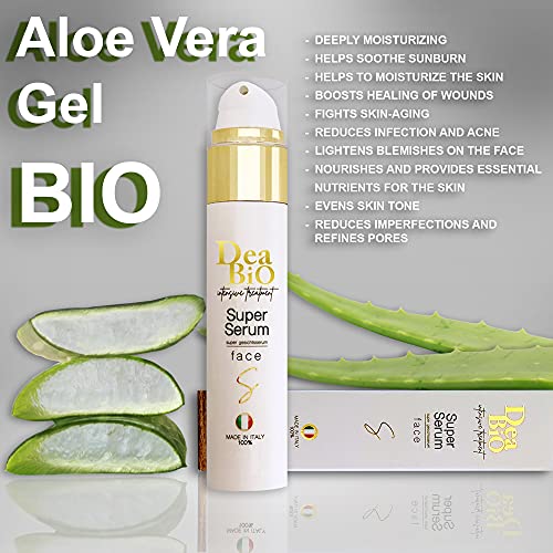 Super Serum Facial 50 ml - con Vitamina C y Ácido Hialurónico, Aloe Vera Puro, Vitamina E, Bergamota. Excepcional tratamiento antiedad , ideal para Gua Sha.