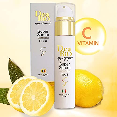 Super Serum Facial 50 ml - con Vitamina C y Ácido Hialurónico, Aloe Vera Puro, Vitamina E, Bergamota. Excepcional tratamiento antiedad , ideal para Gua Sha.