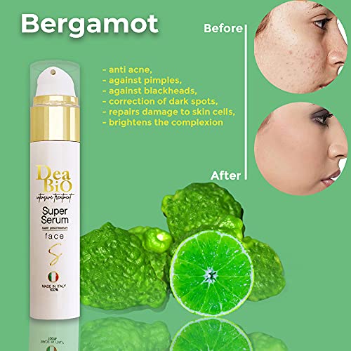 Super Serum Facial 50 ml - con Vitamina C y Ácido Hialurónico, Aloe Vera Puro, Vitamina E, Bergamota. Excepcional tratamiento antiedad , ideal para Gua Sha.