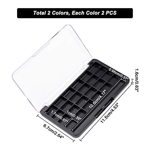 SUPERFINDINGS 4 Pieza 24 Compartimentos Rectángulo Paleta de Sombra de Ojos Vacía Recargable con Tapa Transparente con Bisagras para Lápiz Labial Bálsamo Sombra de Ojos Colorete 11.5x6.7x1.6 cm