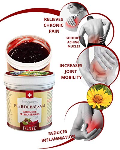 SwissMedicus - Pferdebalsam cálido extra fuerte, pomada Pferdesalbe Forte 500 ml, gel de masaje cálido para la espalda y las articulaciones, ideal para deportistas, contiene 25 extractos de hierbas