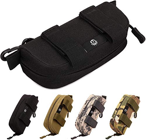 SYMALL Hombre Funda de Gafas con Cremallera Estuche de Anteojos Nailon Táctico Militar Molle Duro con Clip Gafa de Sol Estuche Protector Blando